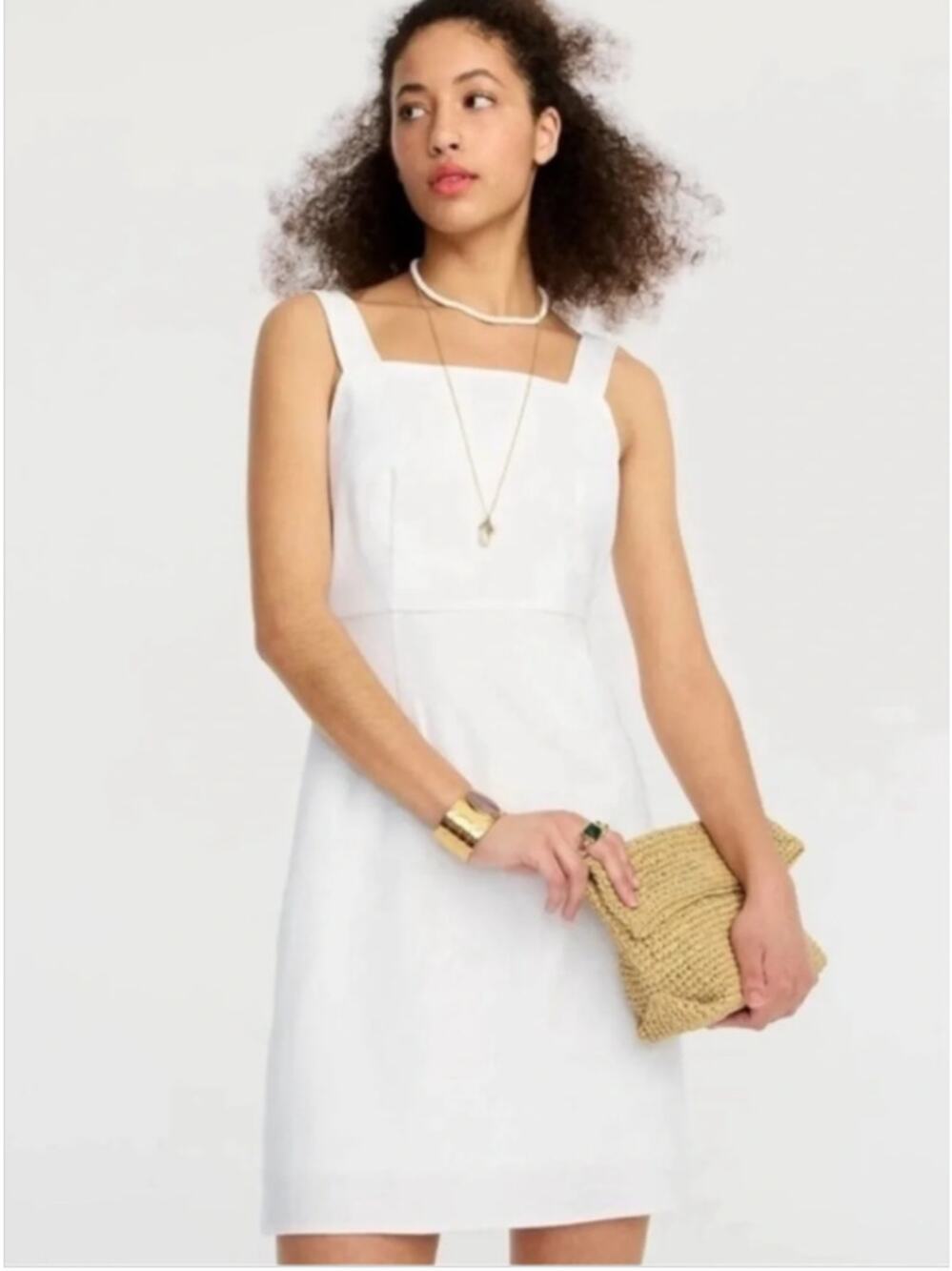 NWT J. Crew Squareneck A-Line Dress in Stretch Linen Blend Size 20
